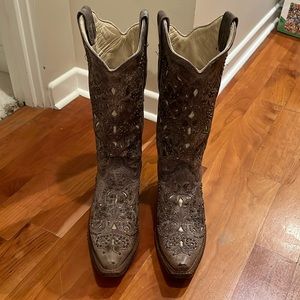 Corral Brown Crater Bone Inlay & Studs Women’s Western Boot A1098